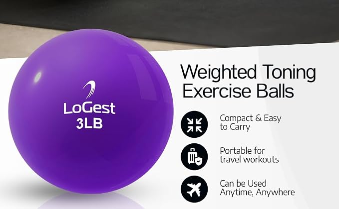 Logest Weighted Toning Exercise Balls Pair - Round Shape Medicine Ball - 1LB 2LB 3LB 4LB 5LB 6LB Available - Toning Muscle for Men & Women