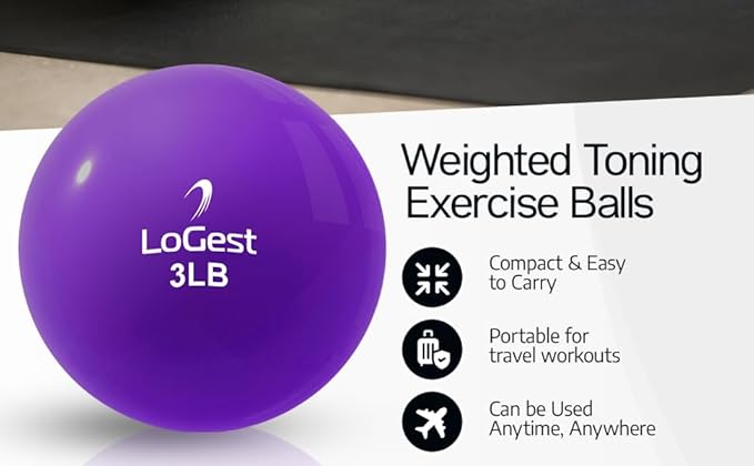 Logest Weighted Toning Exercise Balls Pair - Round Shape Medicine Ball - 1LB 2LB 3LB 4LB 5LB 6LB Available - Toning Muscle for Men & Women