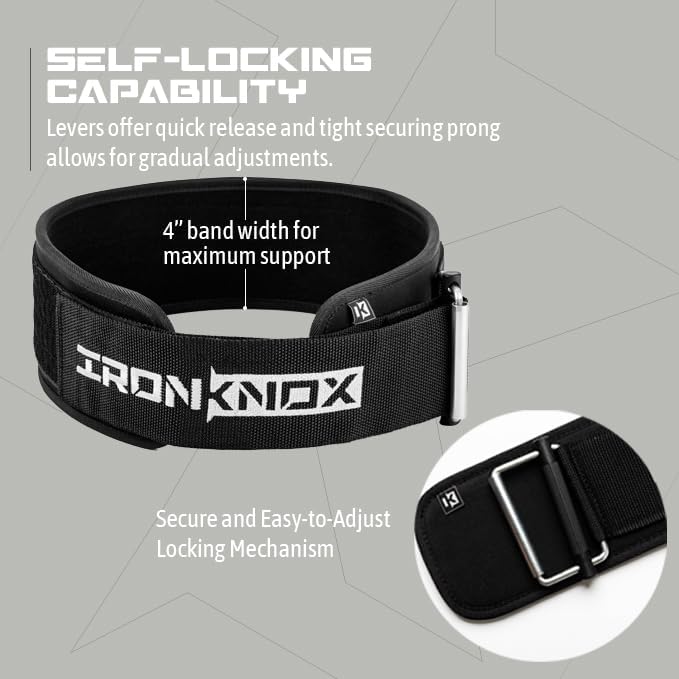Premium Weight Lifting Belt, 4 Inch Weight Belt for Men and Women with Self Locking Metal Buckle for Maximum Support, Weightlifting Belt for Squat or Deadlift, Durable Gym Belt for Men
