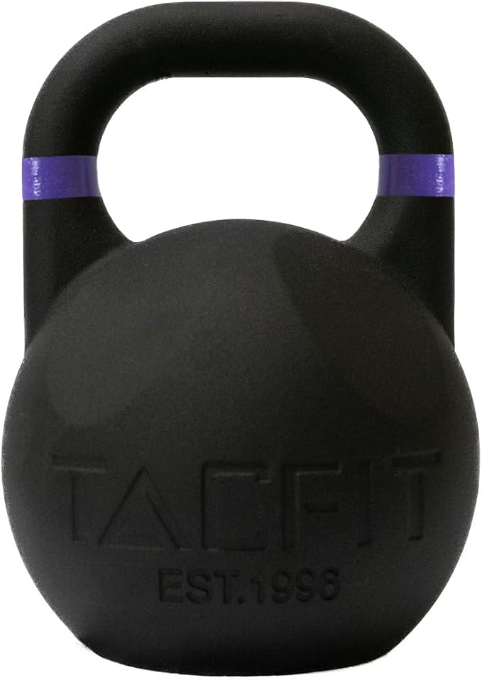 Competition Kettlebell (Powder Coated) w Grooves - 33mm Handle for Fitness, Exercise, Strength Training and Weightlifting…