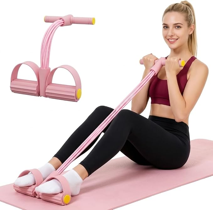Pedal Resistance Band with Handle,4/6/8 Tubes Options,Full-Body Use | Premium Thick-Gauge TPE Tubes 25-45lbs with 300% Stretch,Sturdy PVC Foot Straps,Multiple Workout Modes for Full-Body Training