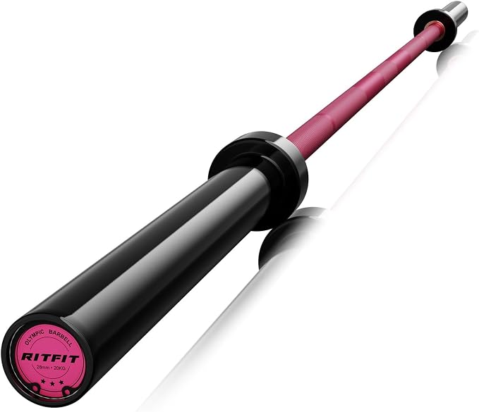 RitFit Elite 7ft Olympic Barbell, Robust 45lb Barbell for Weightlifting and Powerlifting, Superior Olympic Bar with Exceptional 500lbs Load Capacity, Weight Bar for 2” Standard Plates