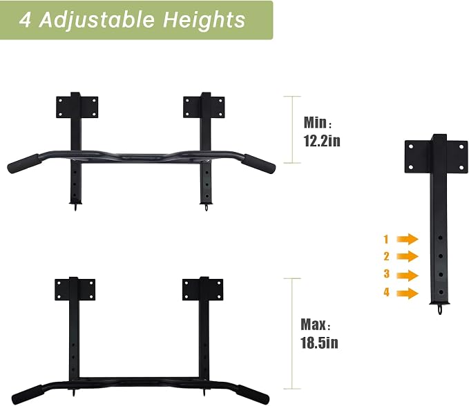 Joist Mounted Pull Up Bar,Heavy Duty Ceiling Mounted Chin Up Bar,Multi Grip, 4 Height Levels,35" Wide,Rings for Accessories,for Upper Body Workout