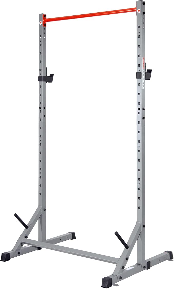 Sunny Health & Fitness Multifunctional Strength Training Home Gym – Complete Workout Equipment with Training Attachments, Optional Squat Stand, Power Rack Cage, Adjustable Incline Bench
