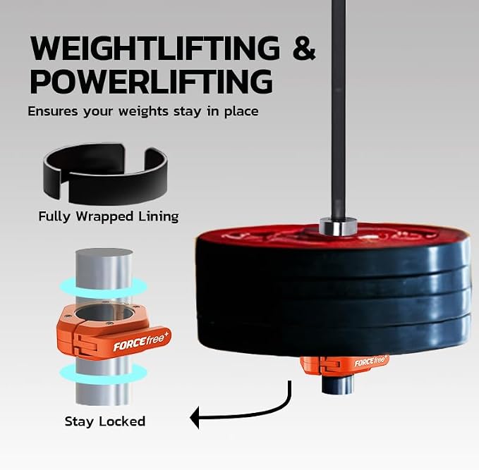 Barbell Clips (Pair), Barbell Clamps, Quick Release Olympic Barbell Clamps with Anti Slip TPR Grip, Barbell Collars for Secure Weightlifting & Powerlifting