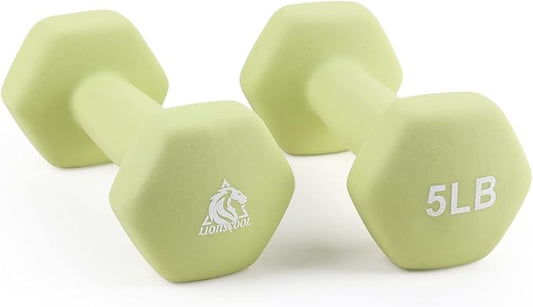 LIONSCOOL Set of 2 Neoprene Coated Dumbbell Hand Weights, Anti-Slip and Anti-Roll Hex Dumbbells in Pair for Strength Training, Resistance Training