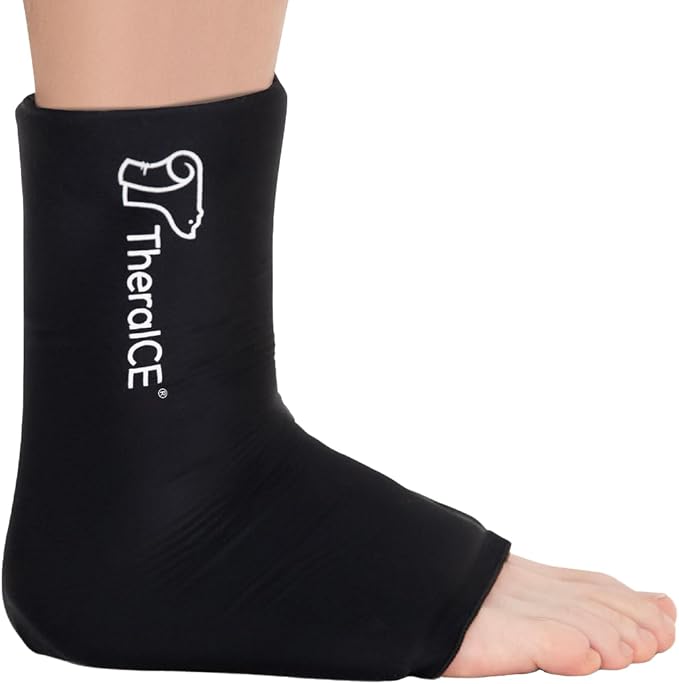 TheraICE Ankle Ice Pack Wrap for Swelling & Sprained Ankle Brace for Women Men, Cold Therapy Foot Heel Spur Support Compression Socks, Plantar Fasciitis & Achilles Tendonitis Sore Feet Pain Relief | Foot & Heel Ice Wrap, Compression Sleeve for Achilles...