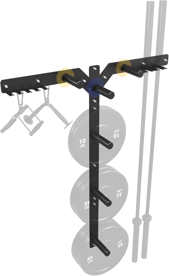 Mikolo Weight Plate Storage Rack, Wall Mounted Weight Plate Holder, Bumper Plate Storage for Home Gym, Fit 1" and 2" Plates