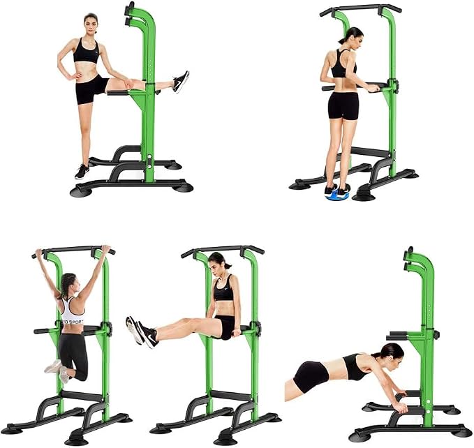 SogesHome Multi-Function Power Tower Pull Up Bar Dip Station for Home Gym | Height Adjustable PullUp Dip Stand, Full Body Strength Training Equipment, Fitness Workout for Push Ups Dips, 330LB Capacity