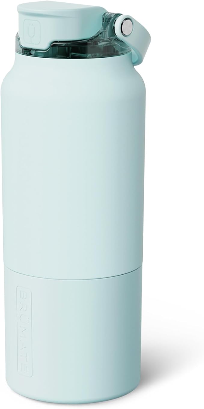 BrüMate Rise 35oz Water Bottle With 100% Leakproof Covered Silicone Straw | Insulated Stainless Steel Water Bottle With Removable Straw | Fast Flow | Soft Sip Silicone Spout | BPA-Free (Blue Agave)