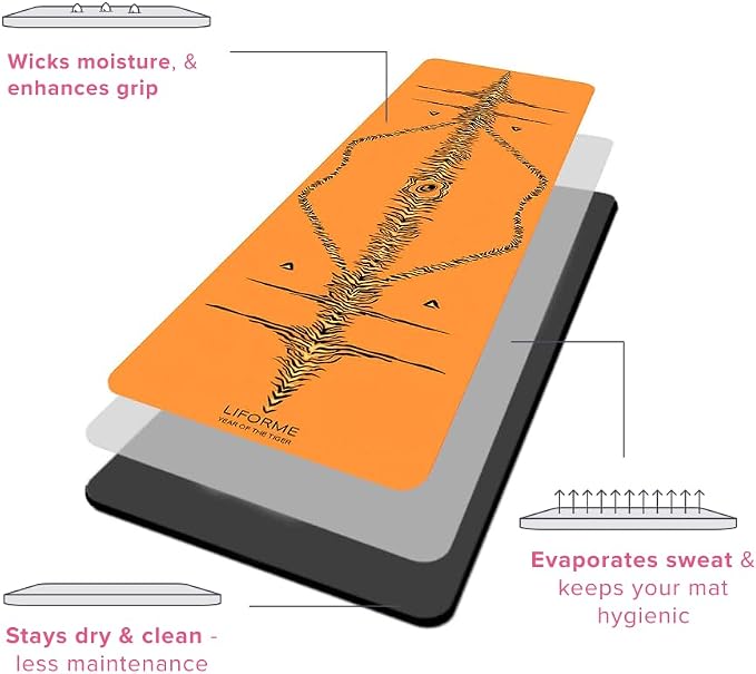 Liforme Zodiac Yoga Mat - Patented Alignment Design, Advanced Non-Slip Grip | Eco-friendly, Non-Toxic, Sweat-Resistant, long, wide, 4.2mm thick mat for comfort, recommended for Hot Yoga, Free Yoga Bag
