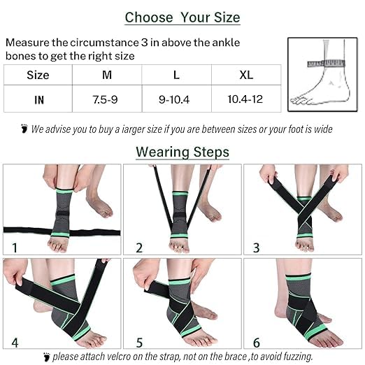 Ankle Brace for Men Women Adjustable Ankle Support Compression Sleeve - L | Foot Brace Ankle Wrap for Plantar Fasciitis, Achilles Tendonitis, Sprained Ankle Pain Relief