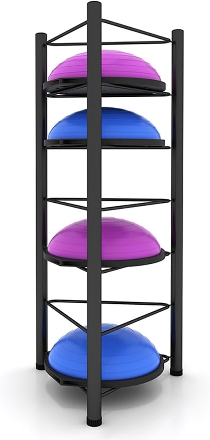 3/5/6/7 Tier Floor Stand Storage Organizer Exercise Half Balance Ball Storage Rack, Home Gym Workout Equipment for Bosu Slam Bowling Medicine Balls(Black,7 Layer - 75in)