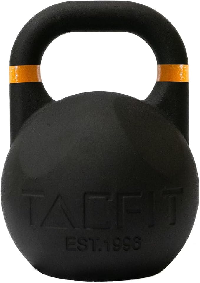 Competition Kettlebell (Powder Coated) w Grooves - 33mm Handle for Fitness, Exercise, Strength Training and Weightlifting…