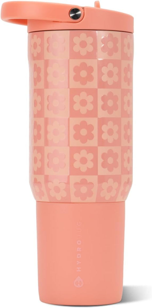 HydroJug Sport 20 oz Insulated Stainless Steel Water Bottle, Daisy Checkers