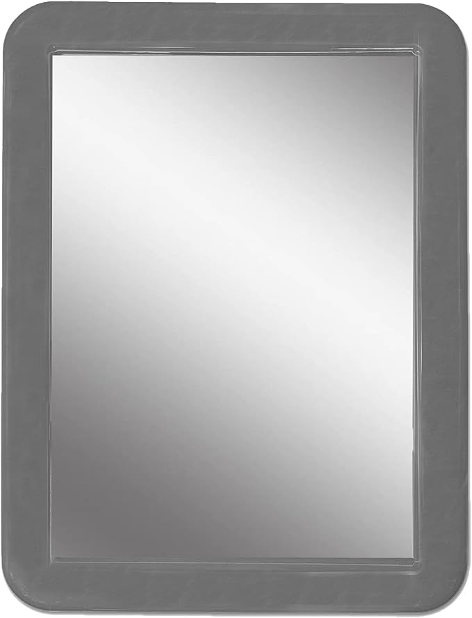 PTY Magnetic Real Glass Mirror for School or Gym Locker, 5" x 7" Gray Framed - Locker Accessory - Small Makeup Mirror for Fridge, Toolbox, Office Cabinet, Workshop