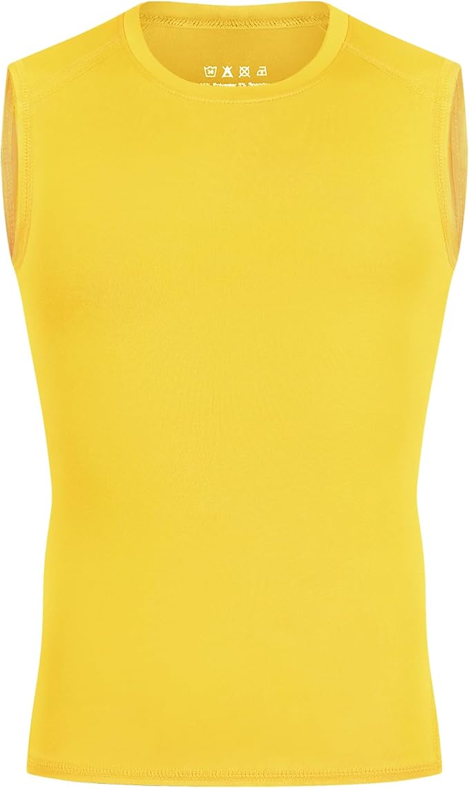 Youth Boys Sleeveless Compression Shirt Basketball Football Undershirt Quick Dry Kids Athletic Tank Tops for Workout
