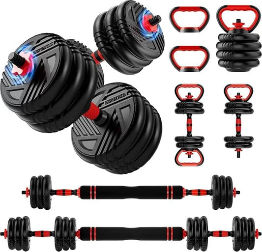 Adjustable Dumbbell Set, 20/30/45/70/90lbs, 5 in 1 Multi-Function Dumbbells | Converts to Barbell Kettlebell&Push up Stand, Free Weight Set for Home Gym Workout, Suitable for Men/Women Strength Training