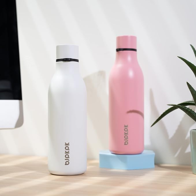 BJPKPK 18oz Insulated Water Bottle, Stainless Steel Bottle with Carry Strap | Keep Cold & Hot Vacuum Insulation, Leak-Proof BPA-Free Design, Slim Bottle Fits Most Cup Holders for Gym, Office & Travel