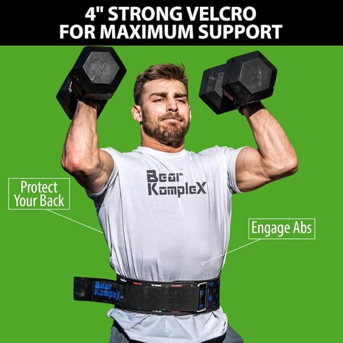 Bear KompleX 4" Straight Weightlifting Belt for at-Home Powerlifting, Squats, Weight Training and More. Low Profile with Super Firm Back for Maximum Stability & Exceptional Comfort