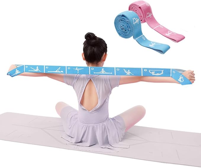 2-Pack Adjustable Kids Dance Stretch Bands - 8-Loop Elastic Bands for Ballet, Latin, Yoga, Gymnastics & Stretching - Flexible, Multi-Section Design for Dance Training & Flexibility