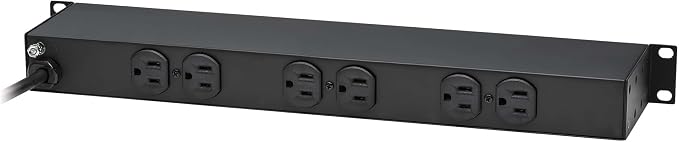 Tripp Lite 12-Outlet Rackmount PDU Power Strip, Network-Grade Front & Rear Facing Outlets, 15A, 120V, 15ft Cord with 5-15P Plug, Horizontal 1U Rack Mount, Lifetime Manufacturer's Warranty (RS-1215)