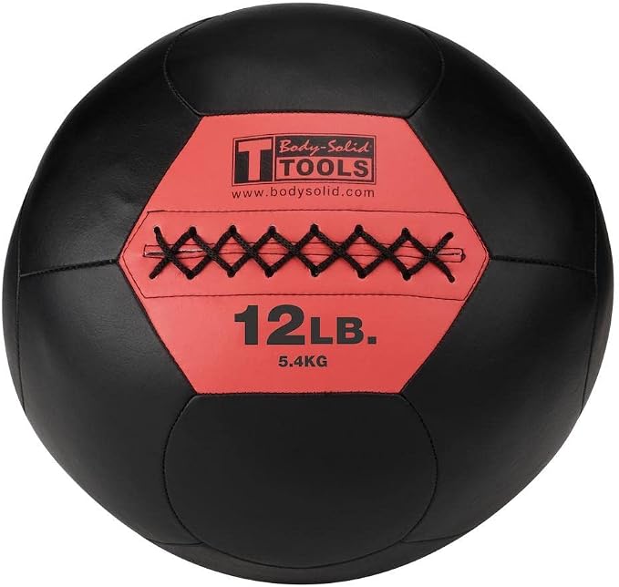 Body-Solid Tools (BSTSMB) Soft Shell Medicine Ball – Non Bouncing Wall Balls for Strength Training, Weight Loss Workout, Core Exercise and Home Gym Fitness, Black, 6-30lbs Weight