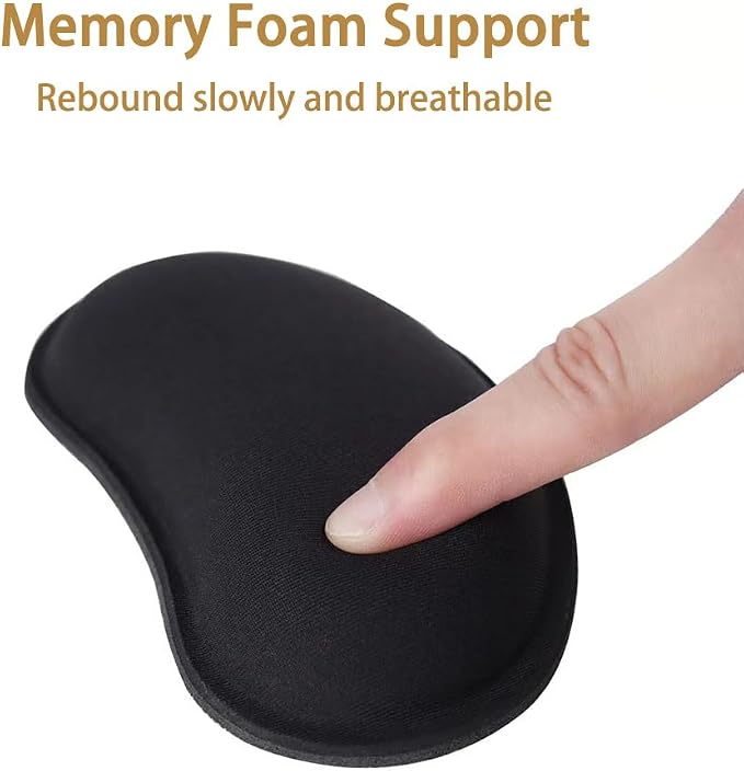 MXCOIRTP Wrist Rest for Mouse, Ergonomic Memory Foam Wrist Cushion Support Pad, Mouse Wrist Pad with Non-Slip Base for Typing Pain Relief, Office, Home, Gaming, Computer, Black, 2PCS