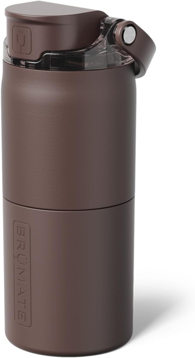BrüMate Rise 18oz Water Bottle with Covered Silicone Straw | 100% Leakproof Insulated Kids Water Bottle | Cup Holder Friendly Base | 18oz (Java)