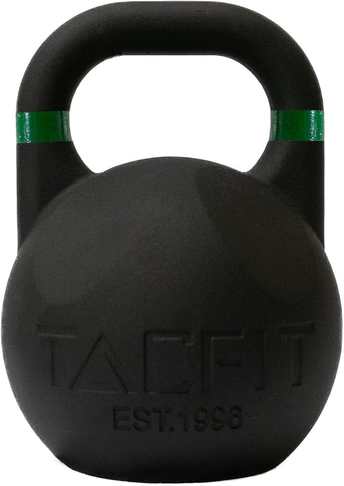 Competition Kettlebell (Powder Coated) w Grooves - 33mm Handle for Fitness, Exercise, Strength Training and Weightlifting…