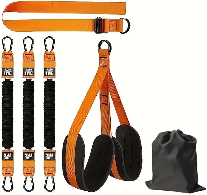 Resistance Bands Set for Pull Ups and Stretching - Heavy Duty Exercise Bands with 5 Resistance Levels, Door Anchor, Handles, Ankle Straps - Home Gym Workout Equipment for Strength Training