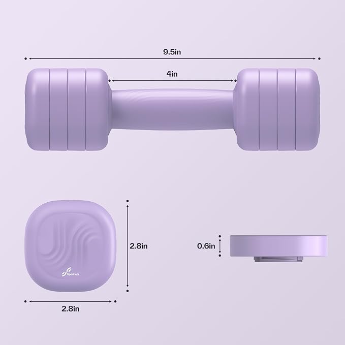Adjustable Dumbbell Set of 2: Sportneer 4 in 1 Free Weights Dumbbells Set for Women, Hand Weights for Women at Home, Available in 5 lb × 2 and 10 lb × 2 Sets with Soft Rubber Handle for Home Gym Exercise Training