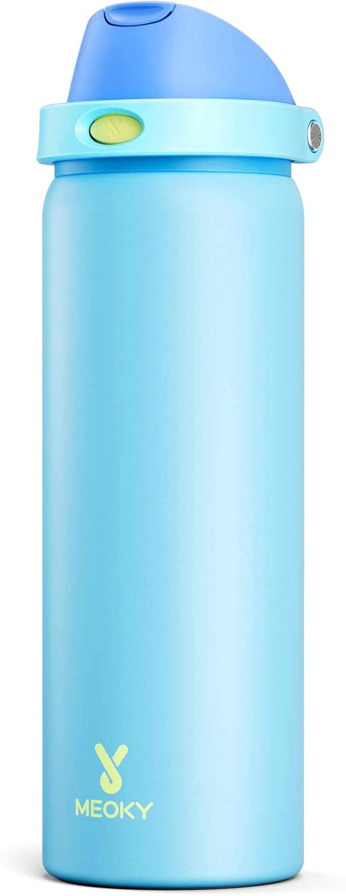 32 oz Insulated Water Bottle for Men: Meoky Stainless Steel Water Bottle with 2-in-1 Straw and Spout Lid - Leak Proof, Cold for 24 Hours, Protective Silicone Base, BPA-Free for Sports Gym, Azure