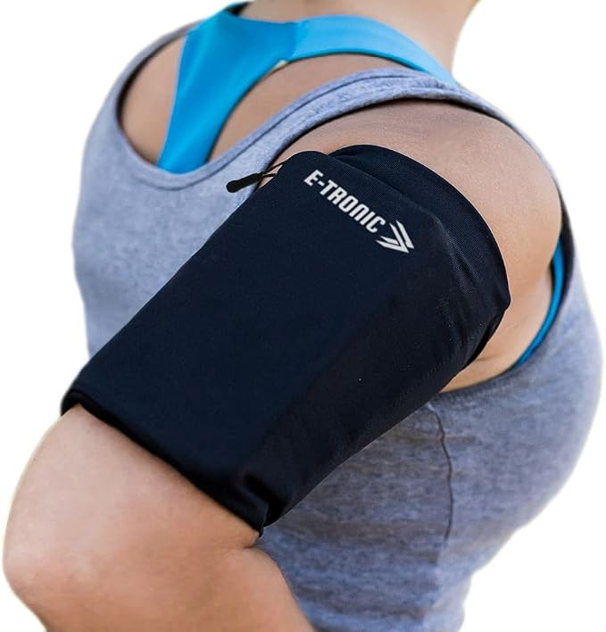 Phone Holder for Running, Cell Phone Arm Bands with Reflective Logo, Phone Strap Armband Fits iPhone and Android, Use for Running, Walking, Hiking and Biking, Black, Small