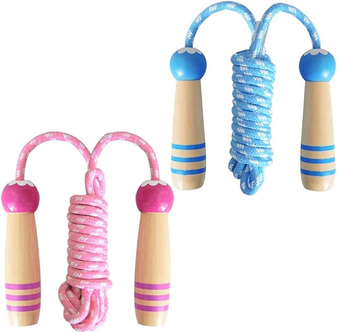 Jump Rope for Kids, Lorvain Adjustable Skipping Rope | Kids Jump Ropes with Wooden Handle for Girls Boys, Weighted Jumping Ropes for Fitness Workout Exercise Outdoor Fun Activity