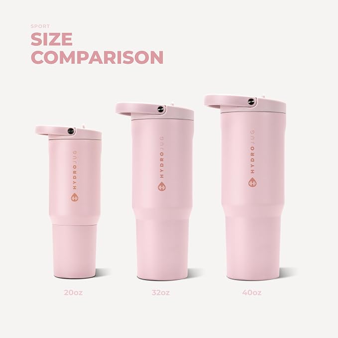 HydroJug Sport 20 oz Insulated Stainless Steel Water Bottle, Pink Sand