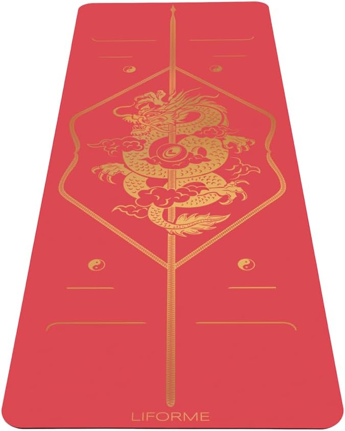 Liforme Zodiac Yoga Mat - Patented Alignment Design, Advanced Non-Slip Grip | Eco-friendly, Non-Toxic, Sweat-Resistant, long, wide, 4.2mm thick mat for comfort, recommended for Hot Yoga, Free Yoga Bag