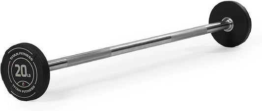 Titan Fitness Rubber Curl Fixed Barbells, Pre-Loaded Weight Bar for Strength Training & Weightlifting