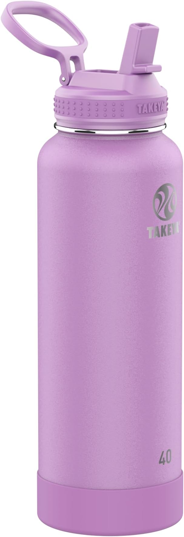 Takeya 40 oz Actives Stainless Steel Water Bottle with Straw Lid – Leakproof, Double-Wall Insulated, Keeps Drinks Cold 24 hrs/Hot 12 hrs, BPA-Free, Powder-Coated, Gym & Travel, Lilac