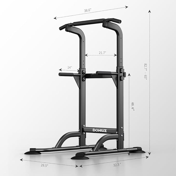 DONIUZ Power Tower Pull Up Bar and Dip Station, Multi-Function Home Gym, Strength Training Fitness Equipment, Height Adjustable