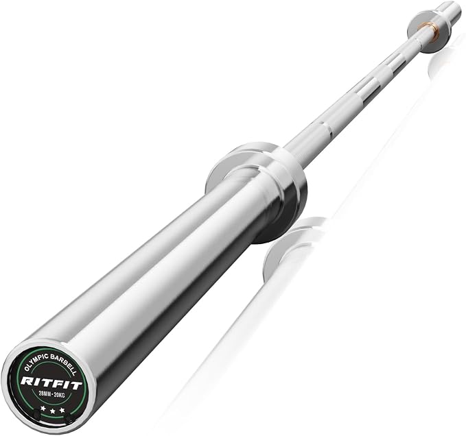 RitFit Elite 7ft Olympic Barbell, Robust 45lb Barbell for Weightlifting and Powerlifting, Superior Olympic Bar with Exceptional 500lbs Load Capacity, Weight Bar for 2” Standard Plates