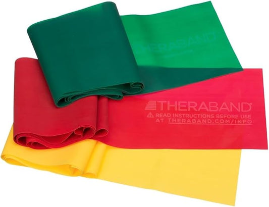 THERABAND Resistance Bands Set, Beginner Kit, Yellow, Red, Green, Non-Latex | Professional TheraBand equipment for exercise, physical therapy, fitness and at-home workouts