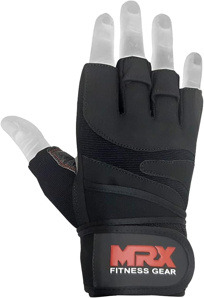 MRX Weightlifting Gloves for Men Workout Gloves Mens Wrist Support Lifting Gloves Male Gym Gloves | Workout Gym Accessories for Men Weight Lifting Fingerless Gym Exercise for Powerlifting