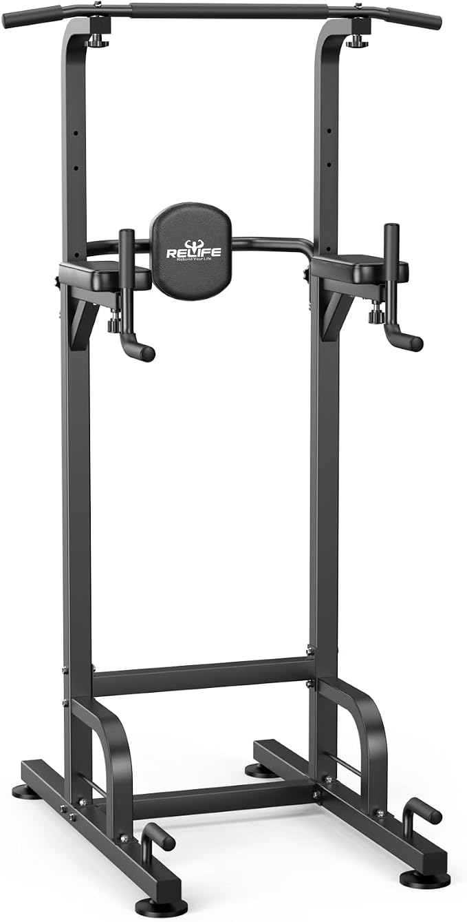 RELIFE REBUILD YOUR LIFE Power Tower Pull Up Bar Station Workout Dip Station for Home Gym Strength Training Fitness Equipment
