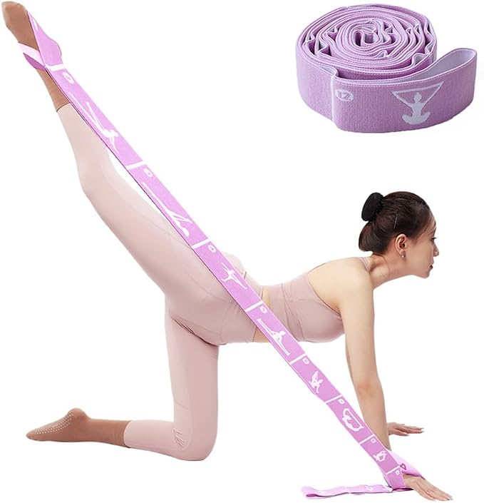 Yoga Strap with 10/12 Loops - Multi-Functional Stretch Band for Pilates, Dance, Gymnastics, Physical Therapy, Flexibility & Resistance Training, Ballet, Latin Workouts