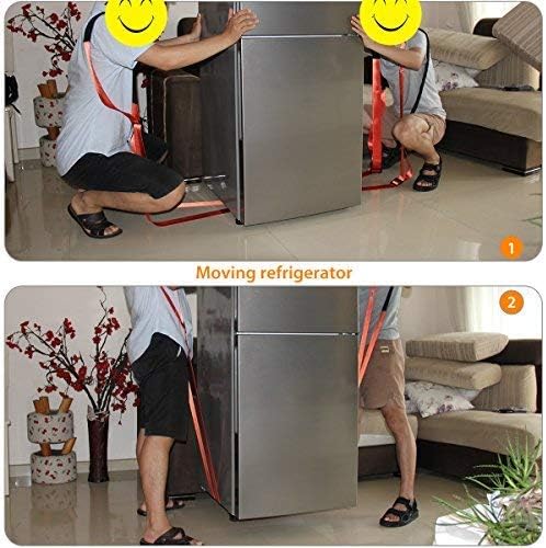 Moving Straps 2-Person Lifting and Moving System Adjustable Shoulder Lifting Carrying and Moving Straps Easily Move Lift Carry Secure Furniture Heavy Objects Orange