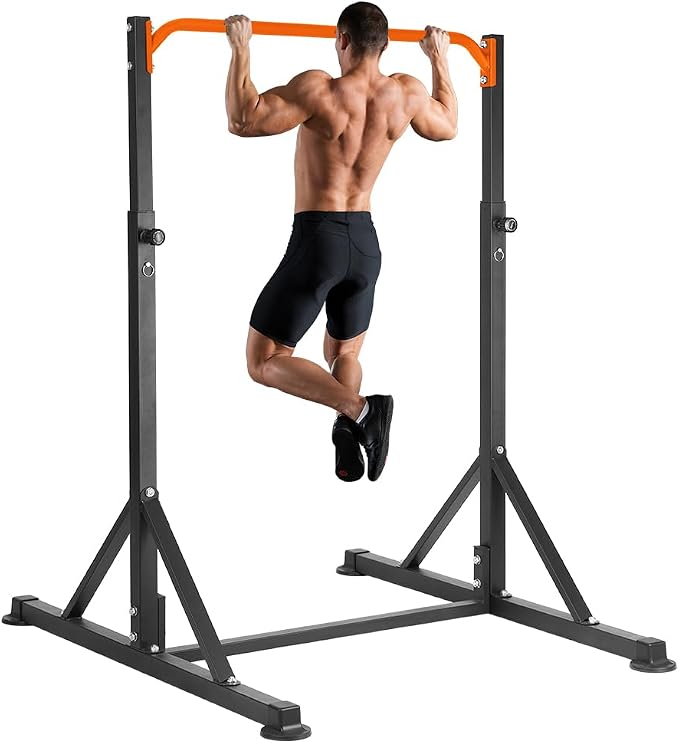 Pull Up Bar Station, Heavy Duty Chin Up Pullup Bars Free Standing Home Gym | 92" Adjustable Height, 440lb Capacity, 39.1" Wide Strength Training hanging Bar for Exercise, Outdoor Indoor Workout Fitness