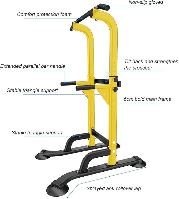SogesHome Multi-Function Power Tower Pull Up Bar Dip Station for Home Gym | Height Adjustable PullUp Dip Stand, Full Body Strength Training Equipment, Fitness Workout for Push Ups Dips, 330LB Capacity