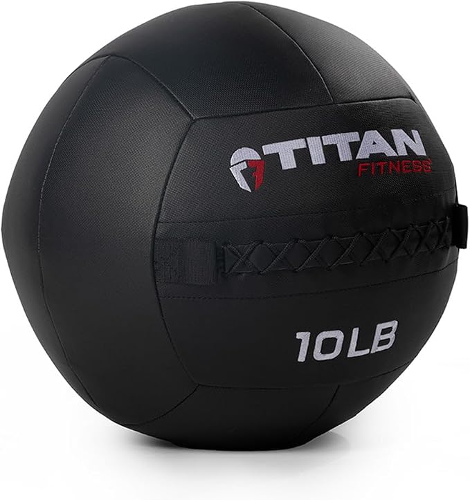 Titan Fitness LB Soft Shell Medicine Wall Ball with Poly-Composite Laminate Cross Texture Non-Slip Grip for Throwing, Core Strength, Floor Exercises, Stretching
