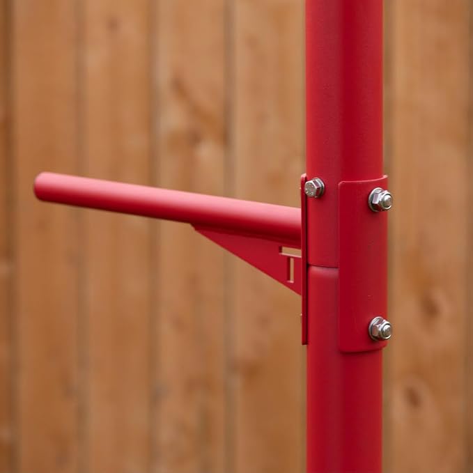 Titan Fitness Outdoor Power Tower, Red, 4-Stations-in-1, Pull-Up, Dip, Knee Raise, Push-Up Stations